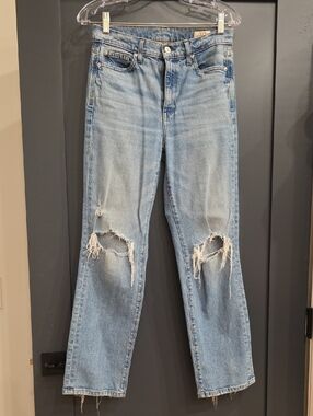 AYR Light Blue Distressed Straight Leg Jeans